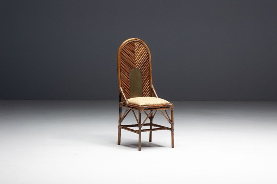 Image 1 of Stoel met hoge rugleuning van bamboe en messing van Gabriella Crespi, Italië, 1970