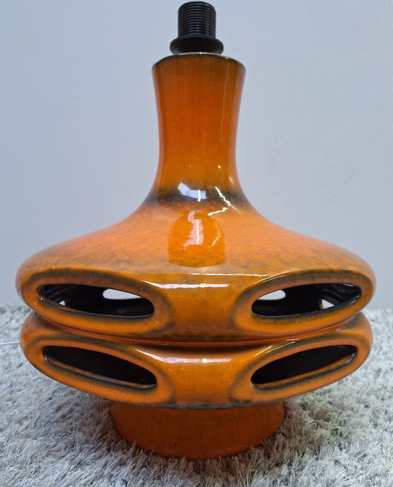 Image 1 of Stein keramiek oranje ufo space age vloerlamp