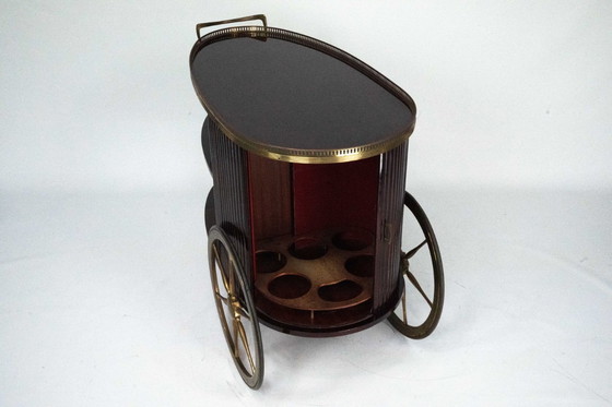 Image 1 of Mid-Century Italian Bar Cart with Shutter, 1950s