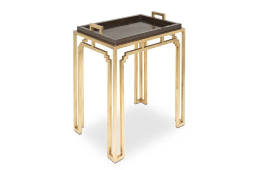Maison Jansen. Table desserte en laiton et mélaminé. Années 1970.