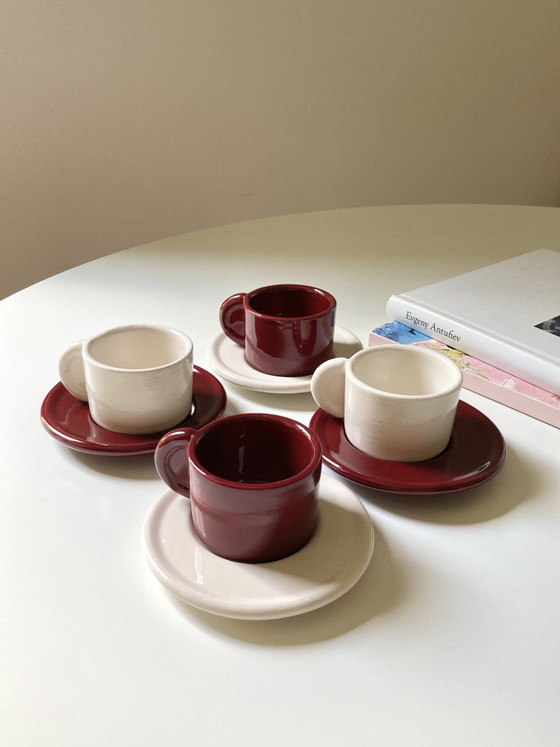 Image 1 of Ensemble de 4 tasses à café vintage en céramique