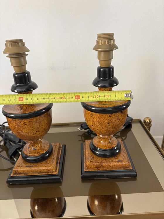 Coppia di Lampade da tavolo italiane vintage – Effetto radica – Made in Italy – Wood (photo 5 of 8)