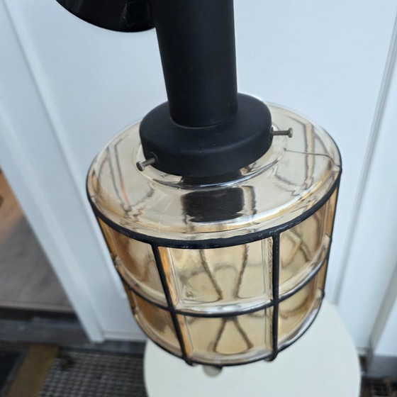 Image 1 of Prachtige Vintage Rookglas Hanglamp Van Glashütte