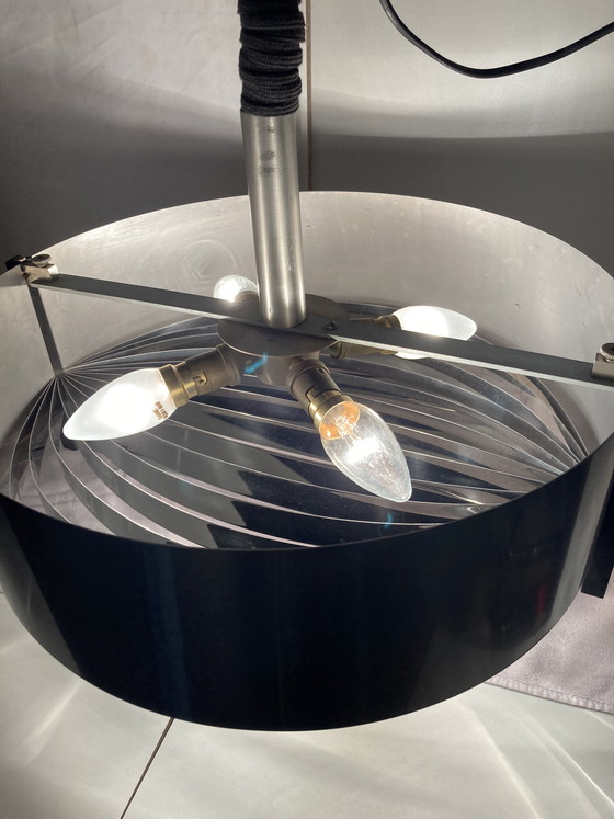 Image 1 of Suspension vintage 70’S en métal brossé attribué à Jean Gandelin 