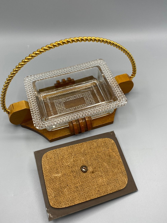 Art Deco Cookie Box in Glass, Wood, and Painted Mirror – Circa – Glass & Decanter (photo 4 of 8)