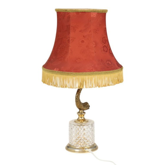 Image 1 of Vintage Brass Table Lamp Mythical Dolphin 45cm
