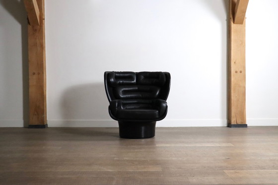 Image 1 of Vintage Elda Loungestoel in zwart op zwart van Joe Colombo voor Comfort Italië 1970