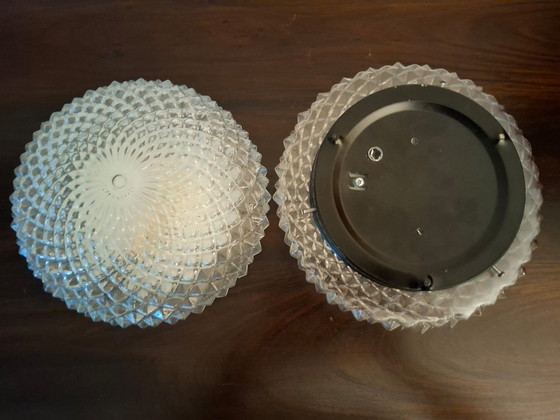 Image 1 of Vintage plafondlampen ananasreliëf jaren 60