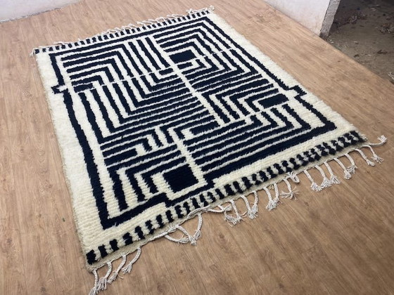 Traditioneel handgeweven Berberkleed, zwart-wit, maat 3/3 meter – Accupunto, Vloerkleden en tapijten, Wool (photo 7 of 9)