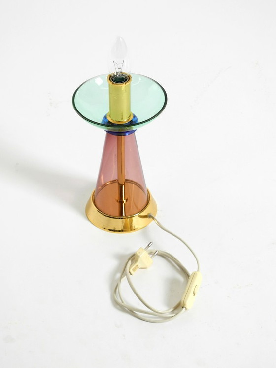 Image 1 of Deux lampes de table rares en verre de Murano italien des années 1980, au design Memphis postmoderne | Vetri Murano