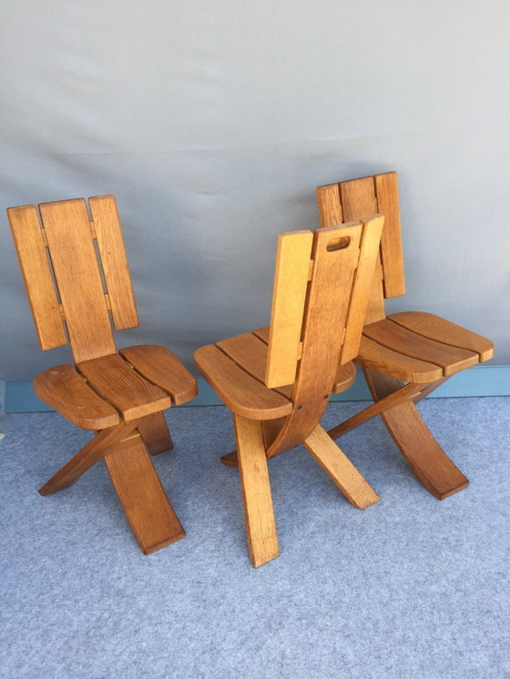 Image 1 of PIERRE CHAPO / SELTZ - 4 VINTAGE CHAIRS