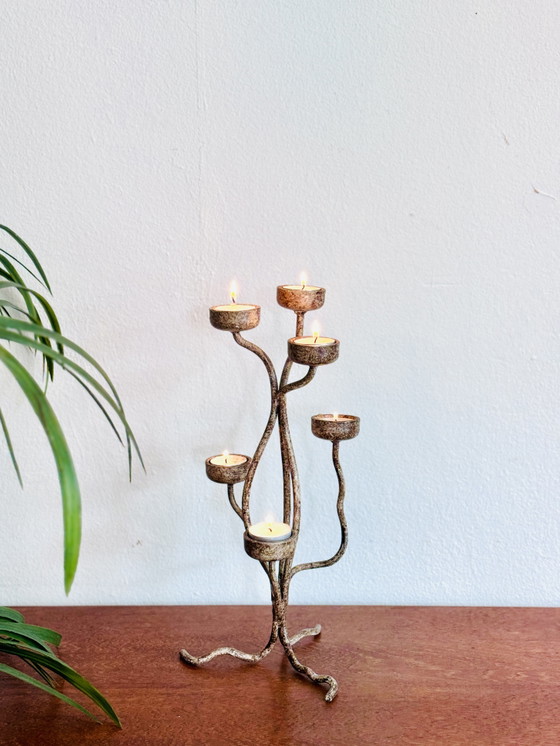 Portacandele Brutalista Vintage a 6 Luci – Metal (photo 2 of 9)