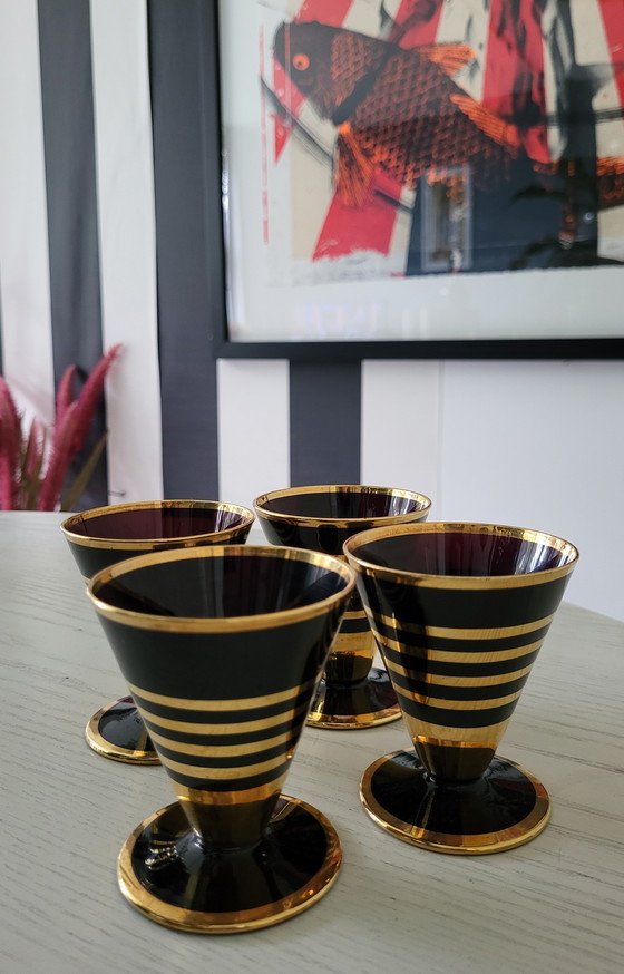 Image 1 of 4 verres à liqueur Art déco d'autrefois !