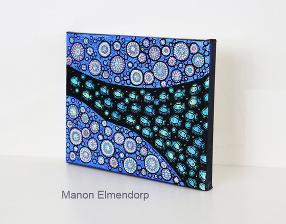 Image 1 of Unique Hand-painted Painting Fish New 18x24 cm