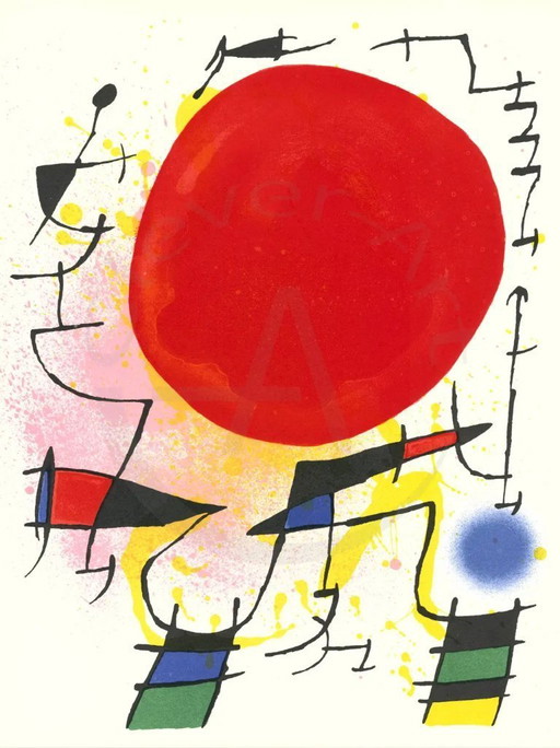 Miró, Joan - Sun - Litografia originale III - Color lithograph