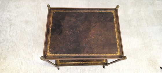 Image 1 of 😍✨Prächtiger Barwagen von Maison Jansen – Messing, Bronze und Blattgoldleder – Um 1950✨😍