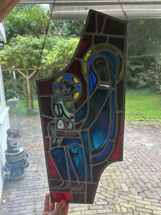 Originale Buntglasscheibe. Maria mit Kind – Dekorative Objekte (photo 4 of 5)