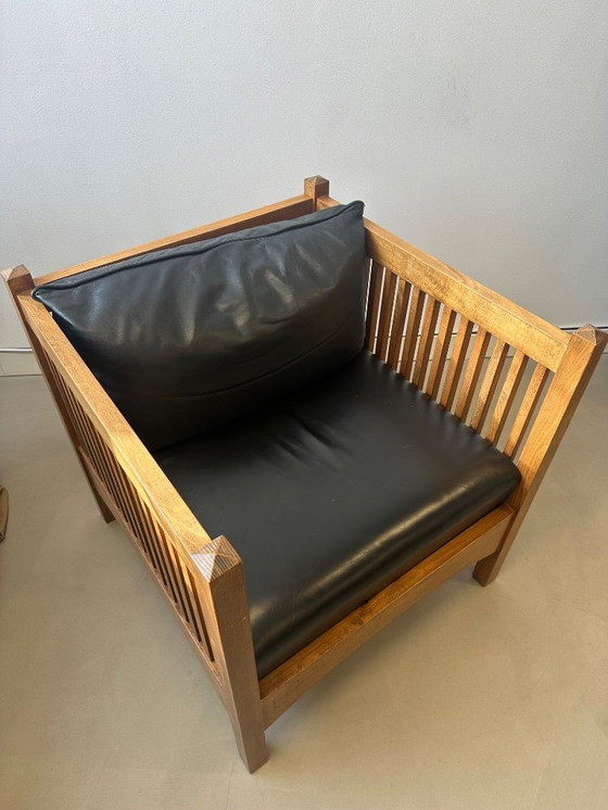 Image 1 of Vintage Bijenkorf 1990s leather cube chairs 