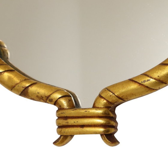 Image 1 of Espejo clásico con detalles dorados en pan de oro de 45 cm.