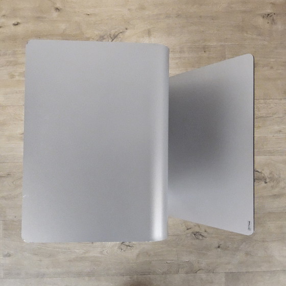 Image 1 of Modern curved metal minimalist side table with magazine rack / newspaper rack / magazine rack