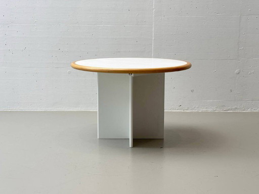 Table de salle à manger ronde blanche, extensible, en bois solide