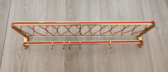 Image 1 of Fifties string coat rack with matching shelf.