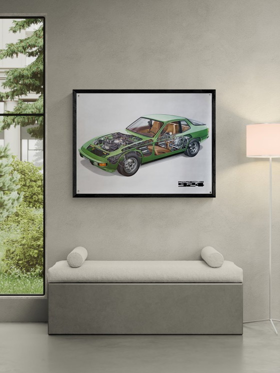 Image 1 of 🚗 Original Vintage Porsche 924 Cutaway – Late 1970s Poster / Plakat - XL 76 × 102 cm