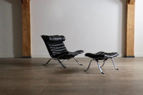Arne Norell Ari Lounge Chair con Otomana Suecia 1966 – Sillones, Leather, Vintage (photo 11 of 14)