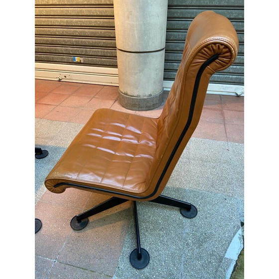 Image 1 of Set of 5 vintage brown leather armchairs