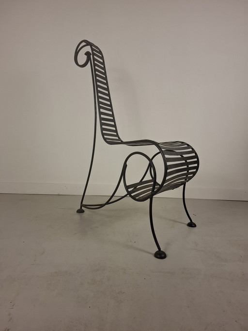 Post modern sculptural spine chair André Dubreuil 1980's