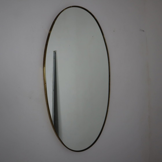 Image 1 of Oval brass mirror, 1960s