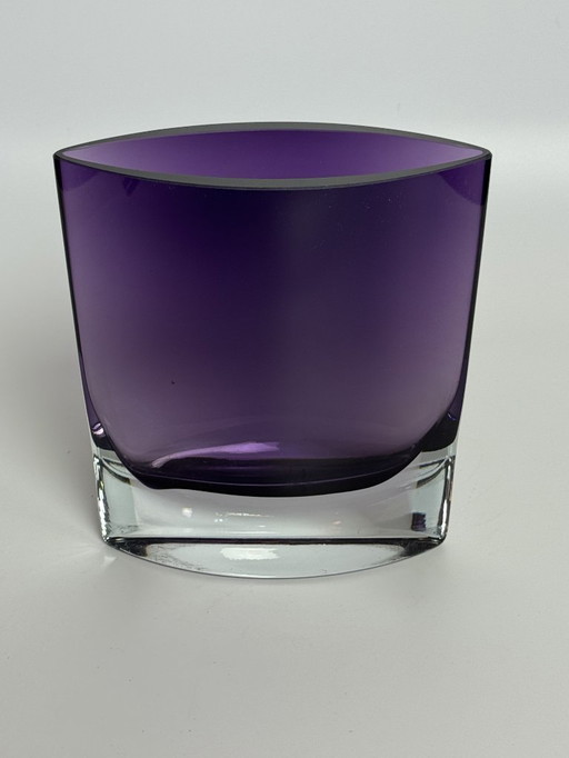 Modern Sculptural Violet Murano Glass Vase with Elliptical Form, Italy, 1980s