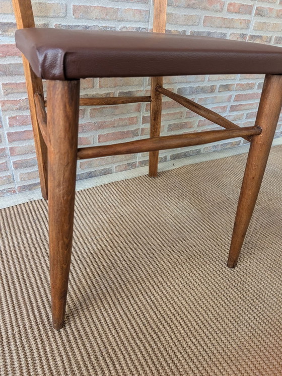 Antiker Mocholín Stuhl, Esszimmerstühle, Holz, Skai, Braun (Foto 10 von 15)