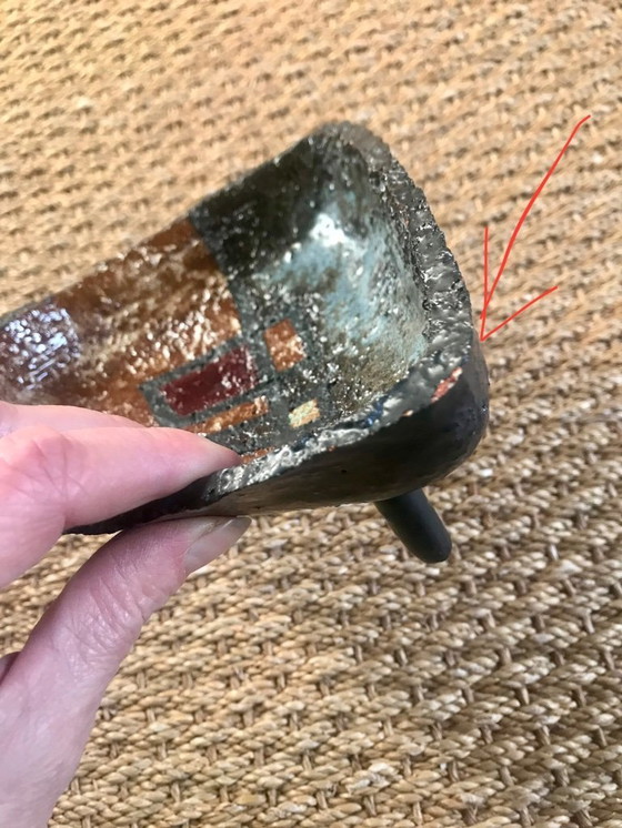 Image 1 of Piatto brutalista degli anni '60 in ceramica, fatto a mano, vide poches