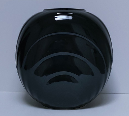 Black Ceramic Vase W.Germany 80's Design