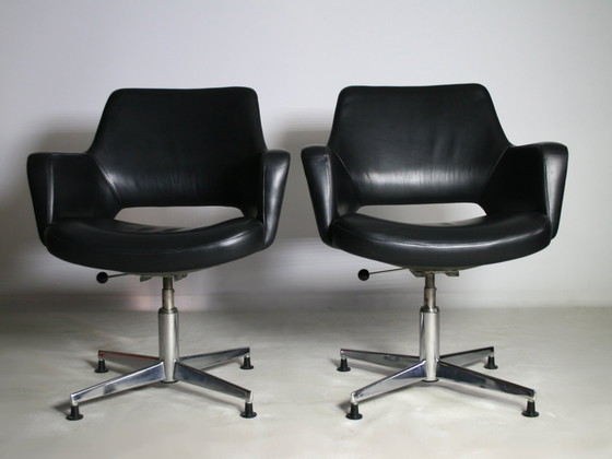 Image 1 of Original Wilde & Spieth cuir fauteuil pivotant Egon Eiermann chaise de bureau