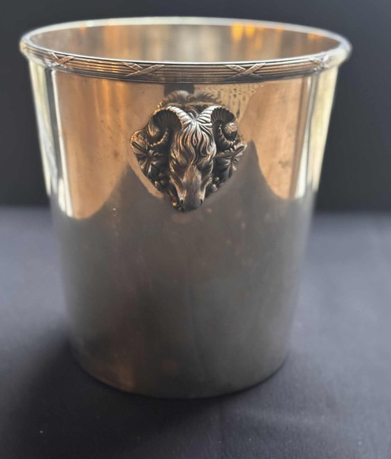 Image 1 of Secchiello per champagne Christofle d'epoca: manici a testa di montone placcati in argento Art Déco francese