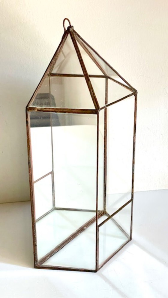 Image 1 of Fioriera vintage in vetro e ottone