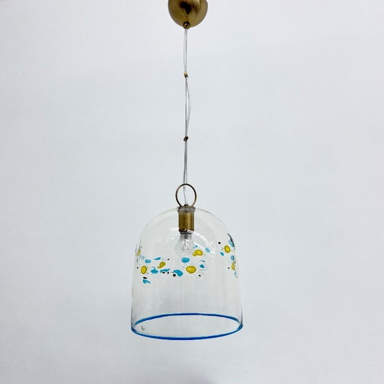 Image 1 of Mid-century design La Murrina glass hanging lamp flowers , 1970s , Italy