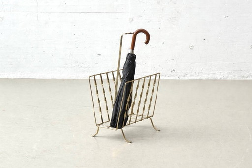 Vintage newspaper rack made of brass wire, 1960s