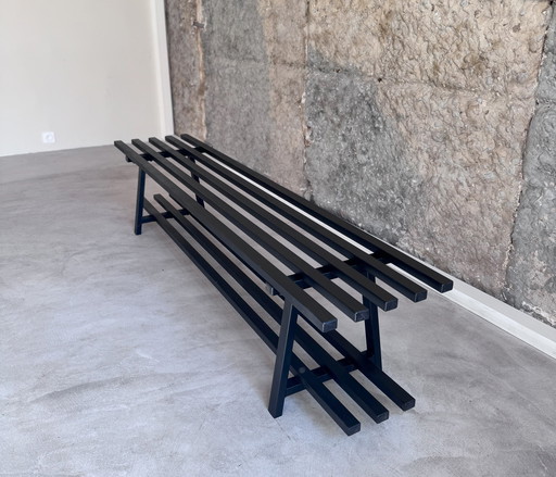 Ancien banc de vestiaire en métal, 1960