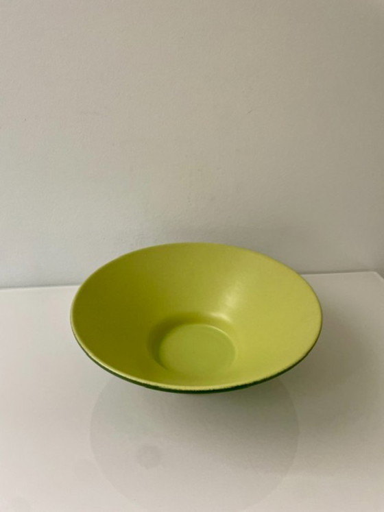 Image 1 of Ciotola in ceramica vintage di metà secolo – verde scuro e verde lime