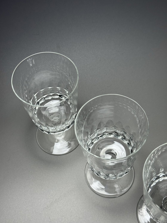 Image 1 of Set di 6 grandi bicchieri da vino in cristallo tagliato a mano – De Rupel, Boom – Art Déco, anni '30