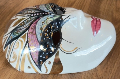 Vintage Ceramic Wall Mask “Alice” Hand-Painted – wanddecoratie (photo 2 of 6)