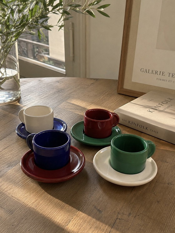 Image 1 of Ensemble de 4 tasses à café vintage en céramique fabriquées en Italie