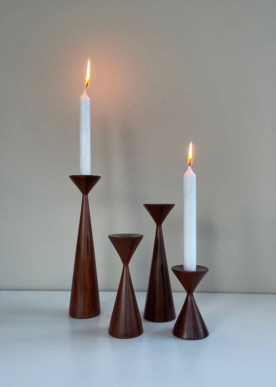 Image 1 of 4x PORTACANDELE in palissandro danese vintage design di metà secolo