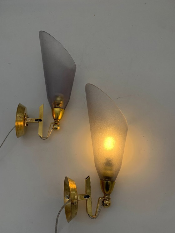 Image 1 of Pair of vintage glass wall lamps made in Italy by Seguso in 1950