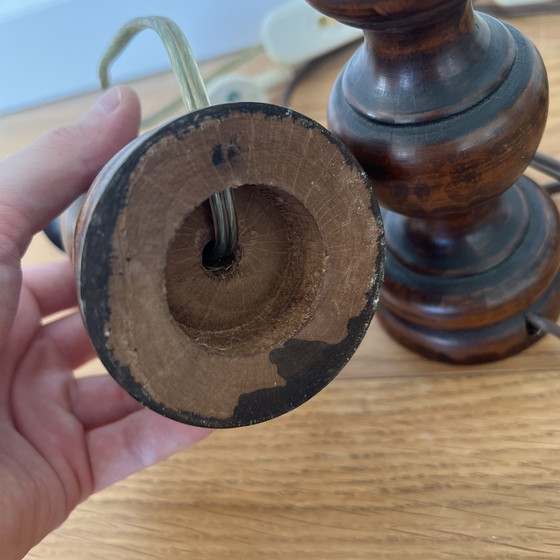 2x Classic Wooden Table Lamp, Twisted Base, Vintage (photo 4 of 5)