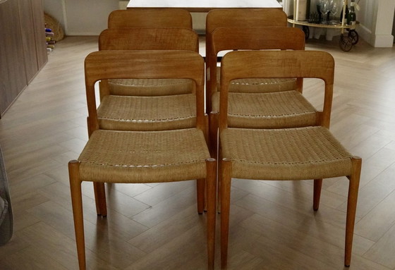 Image 1 of 6x Niels Otto Moller stoelen model 75 