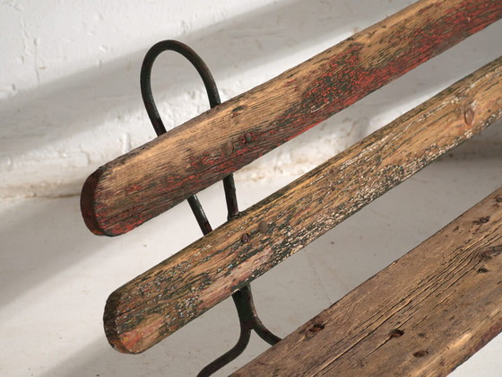 Panca antica in ferro e legno di pino – Europa Centrale, circa 1920 – Panche, Iron, Rustic (photo 25 of 40)